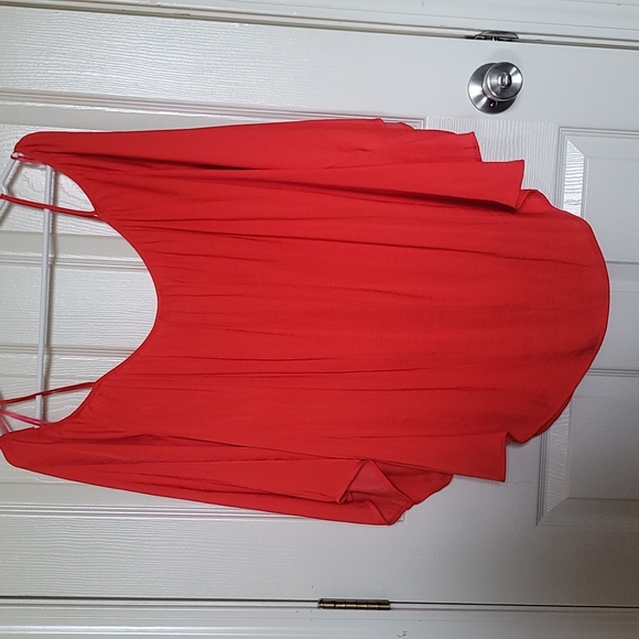Vince Camuto Blouse Shoulder drop w/tiny strings.Size L Color Orange/Silk - Picture 3 of 5